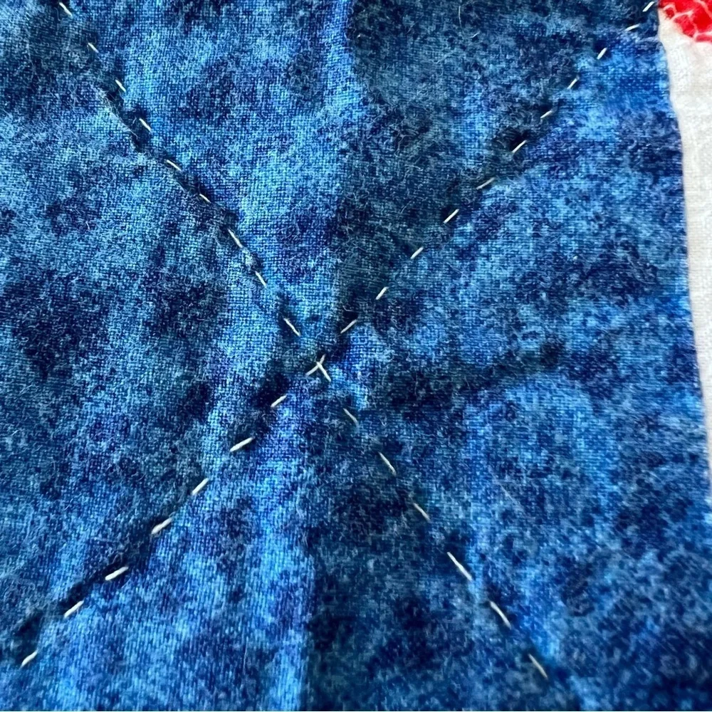 72”x88” Twin Size Handmade Patchwork Cotton Quilt. Simple Shabby Chic.